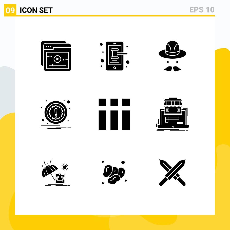 Stock Vector Icon Pack of 9 Line Signs and Symbols for business image hat frame notification Editable Vector Design Elements
