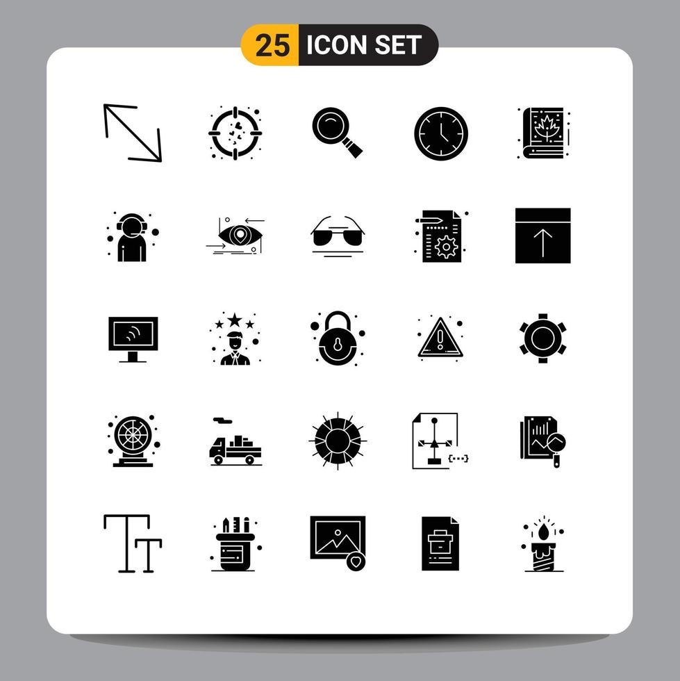 Universal Icon Symbols Group of 25 Modern Solid Glyphs of thanksgiving autumn look web time Editable Vector Design Elements