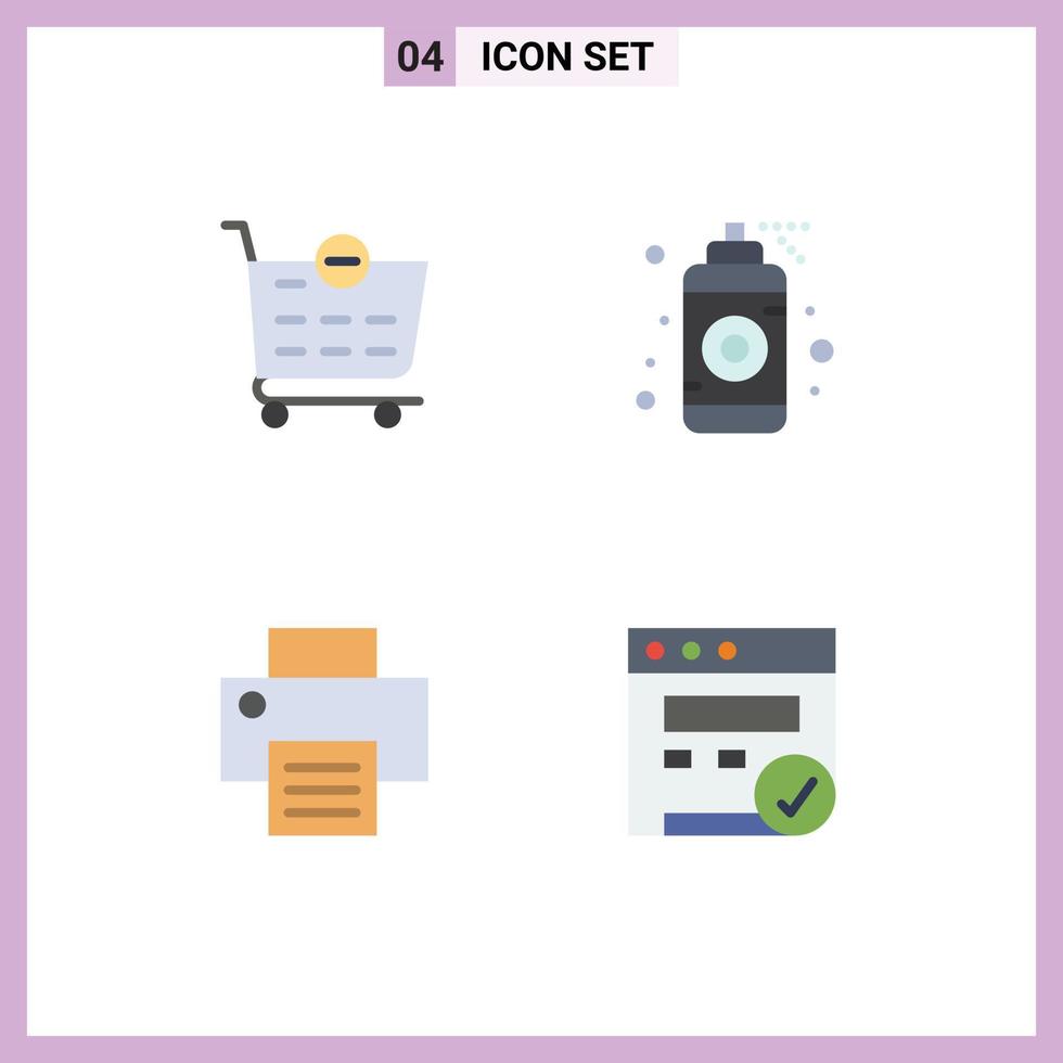 Modern Set of 4 Flat Icons and symbols such as checkout printing designer spray seo Editable Vector Design Elements