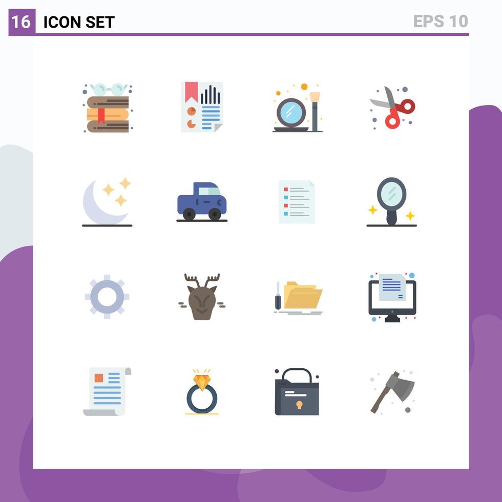 Pack of 16 creative Flat Colors of student education report cut make up brush Editable Pack of Creative Vector Design Elements