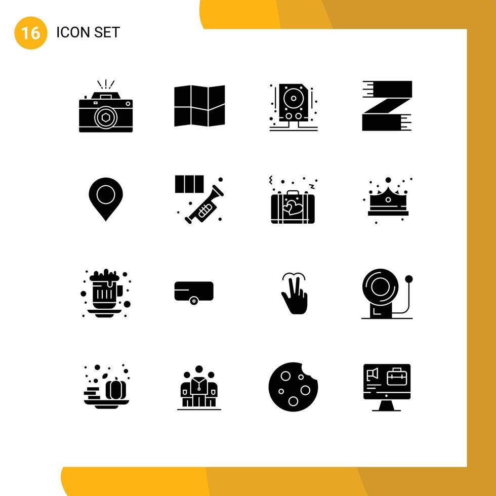 Pictogram Set of 16 Simple Solid Glyphs of location scarf drive footwear clothes Editable Vector Design Elements