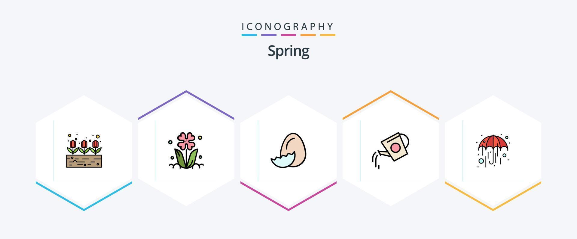 Spring 25 FilledLine icon pack including water. bottle. rose. beverage. spring vector