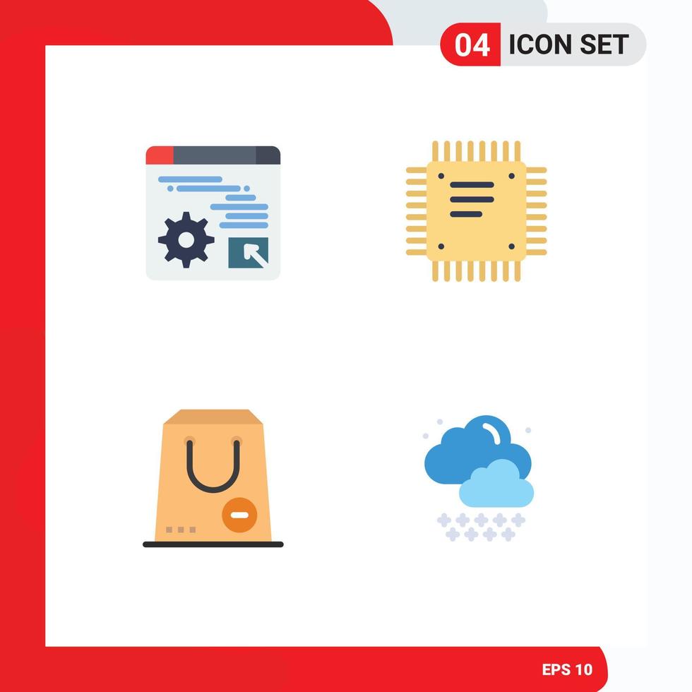 4 Flat Icon concept for Websites Mobile and Apps web commerce economy cpu minus Editable Vector Design Elements