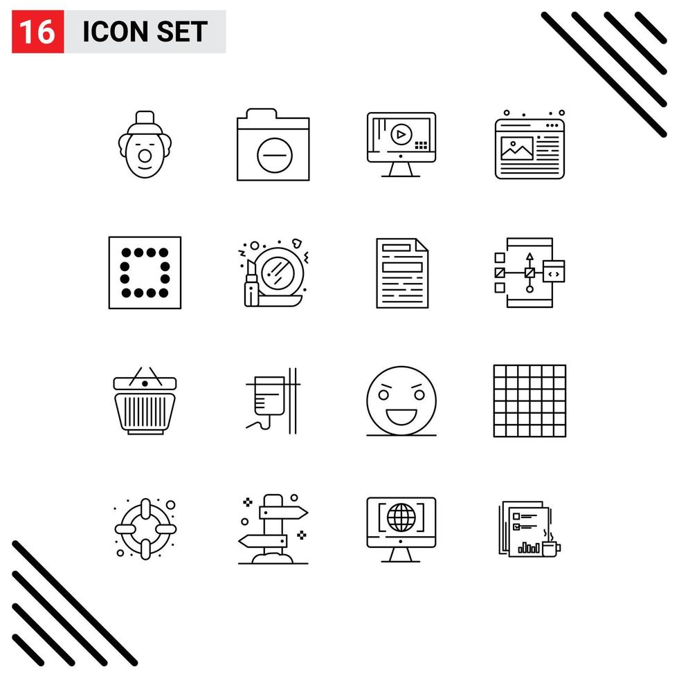 16 iconos creativos signos y símbolos modernos de monitor de diseño de vidrio diseño de imagen web elementos de diseño vectorial editables vector