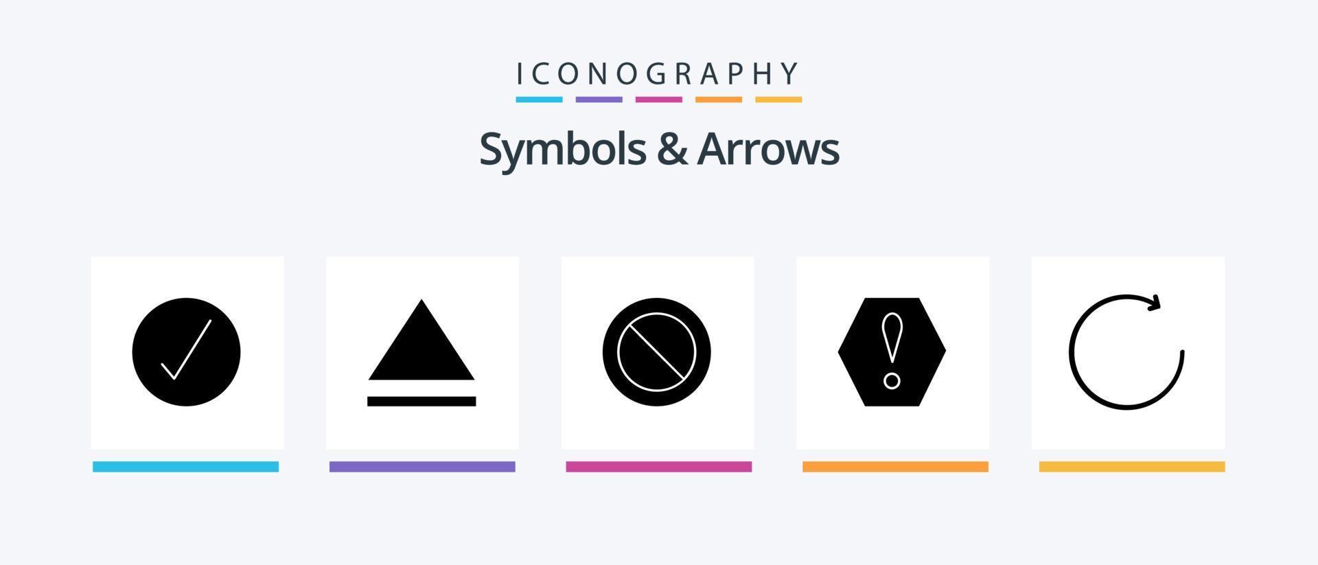 Symbols and Arrows Glyph 5 Icon Pack Including . error. clockwise. Creative Icons Design vector