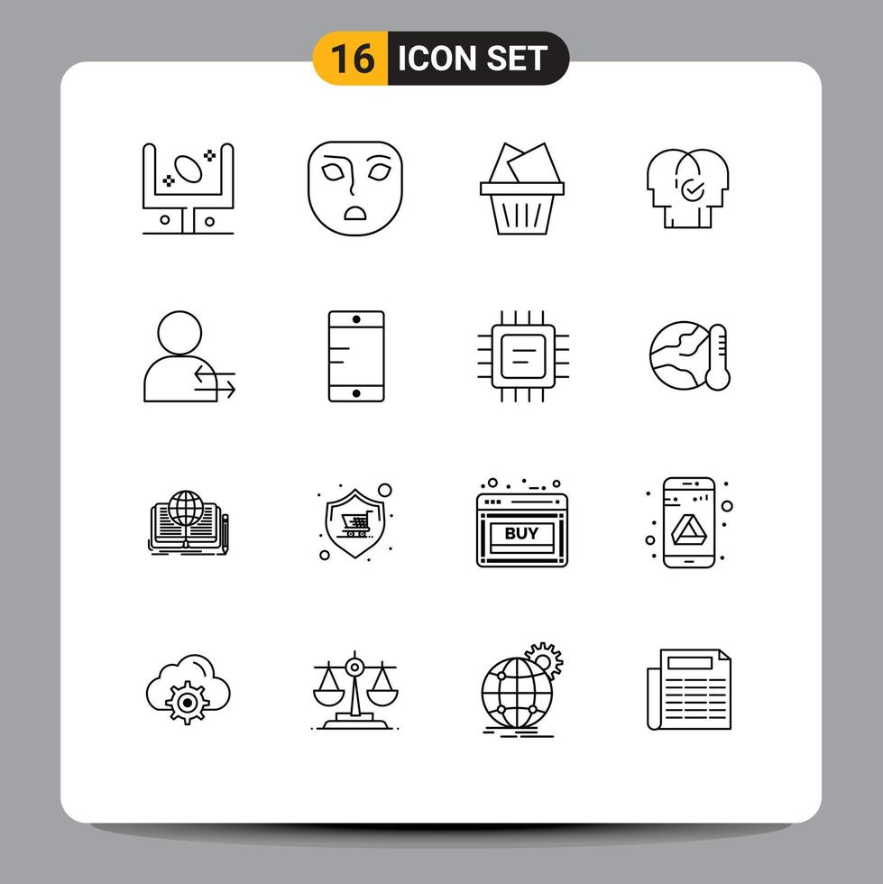 16 Thematic Vector Outlines and Editable Symbols of arrow selection cart resources human Editable Vector Design Elements