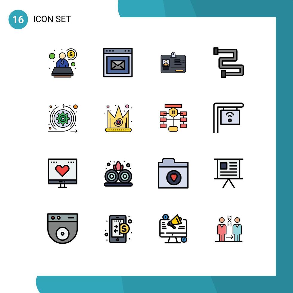 Flat Color Filled Line Pack of 16 Universal Symbols of sprint arrows card agile heating Editable Creative Vector Design Elements