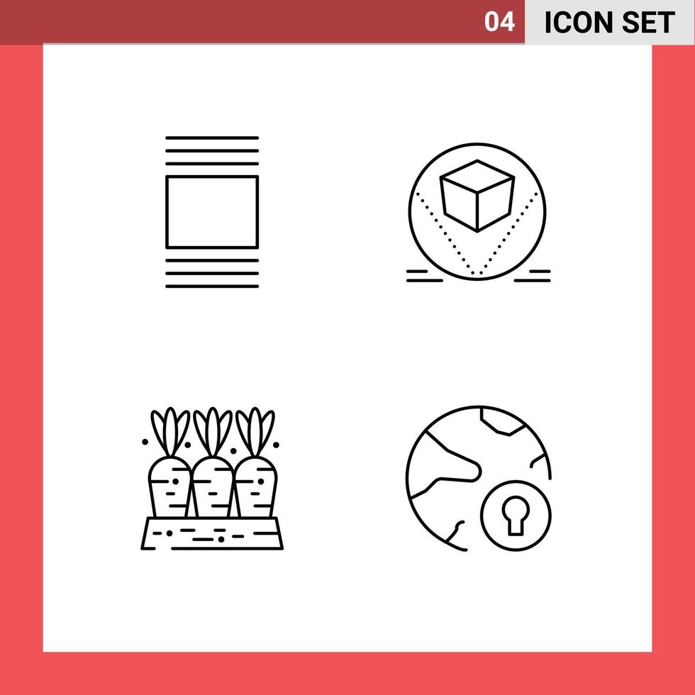 Set of 4 Modern UI Icons Symbols Signs for cover farm box deliver vegetable Editable Vector Design Elements