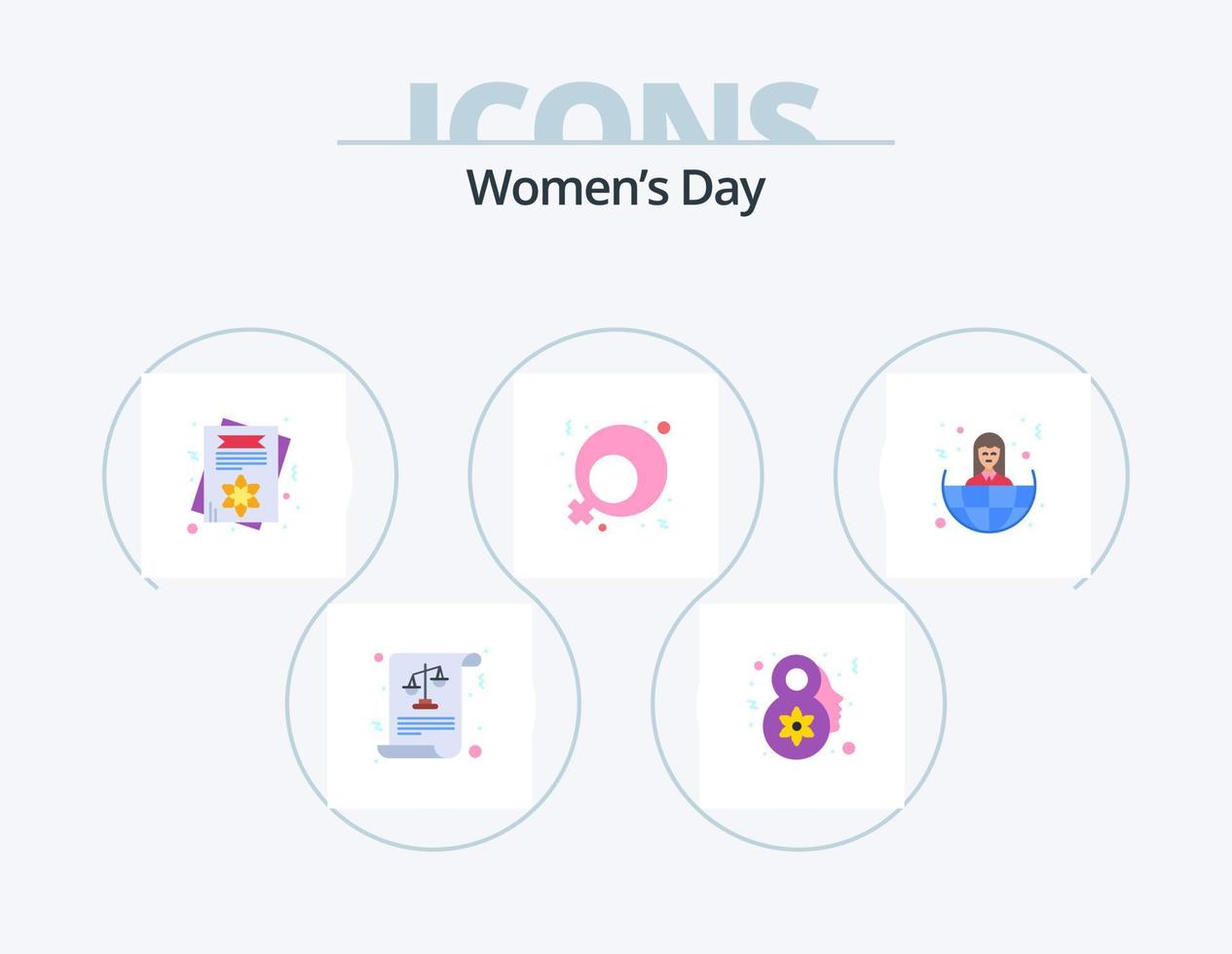 Womens Day Flat Icon Pack 5 Icon Design. women. business. day. women sign. feminism vector