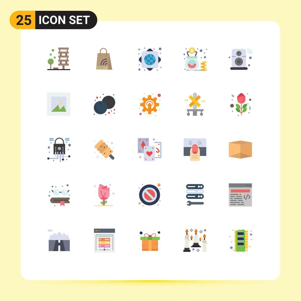 25 Universal Flat Colors Set for Web and Mobile Applications internet cash shopping money bag Editable Vector Design Elements