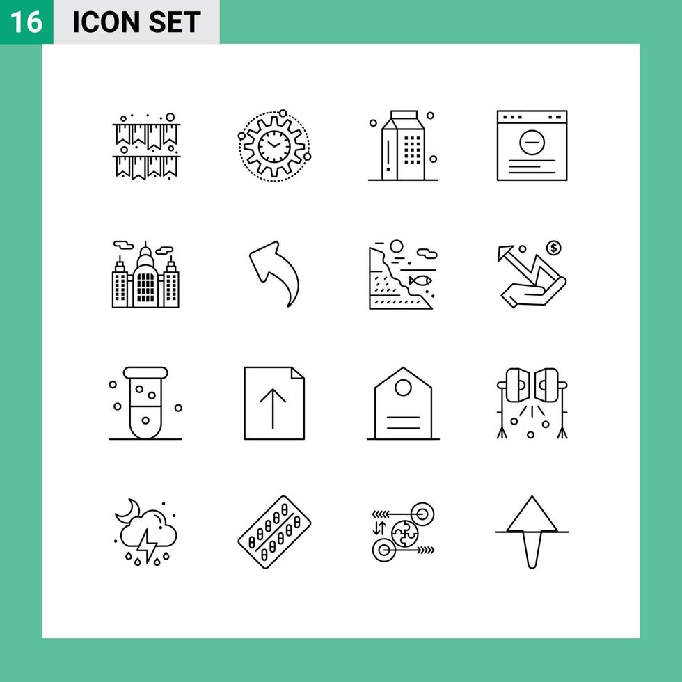 paquete de iconos de vector de stock de 16 signos y símbolos de línea para el sitio web de canadá elementos de diseño de vector editables de leche de Internet de cocina