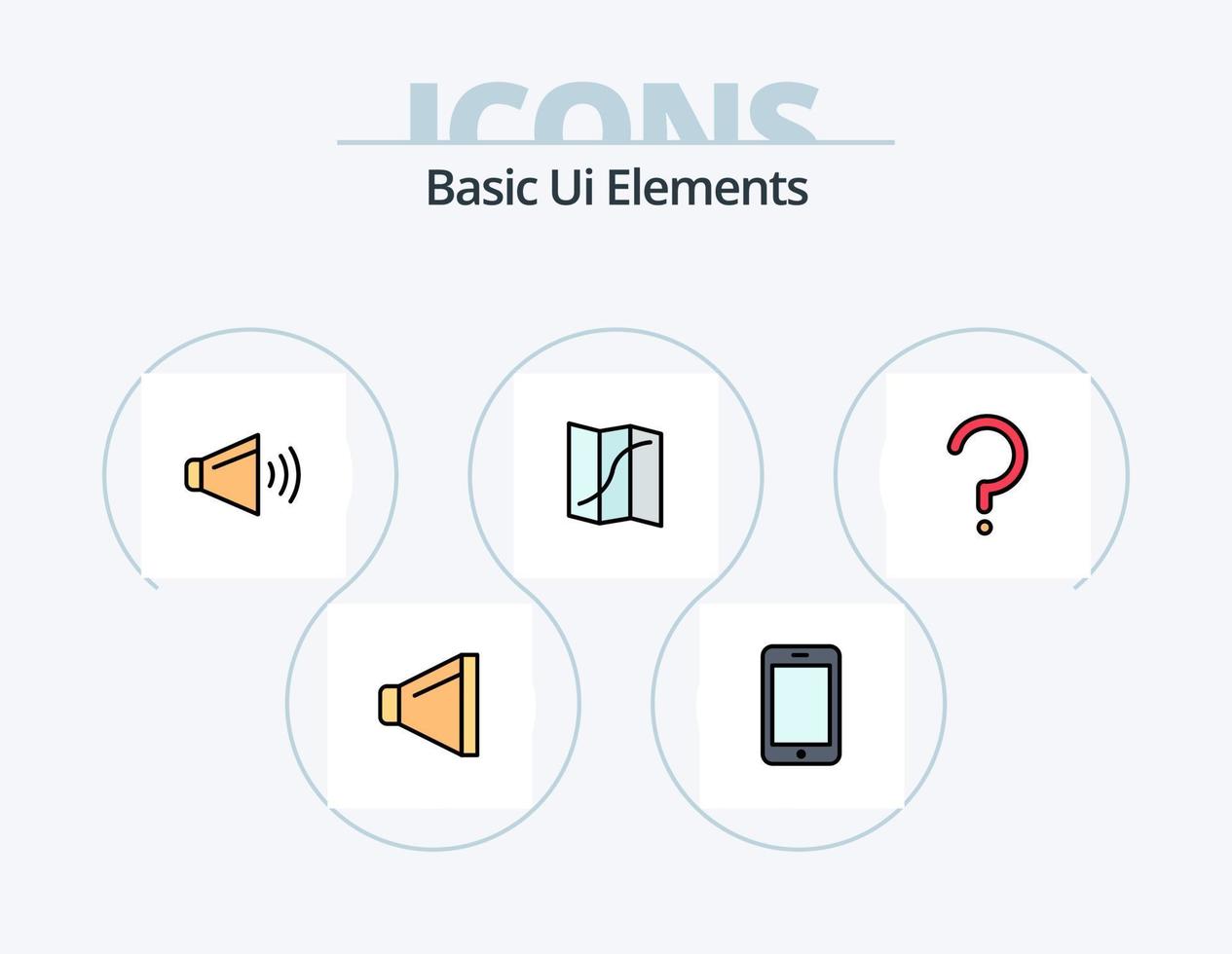 Basic Ui Elements Line Filled Icon Pack 5 Icon Design. question. sun. price. picture. image vector