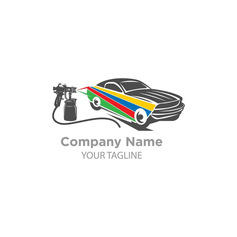 car painting logo with spray gun and Unique Colorful Vehicle Concept. vector