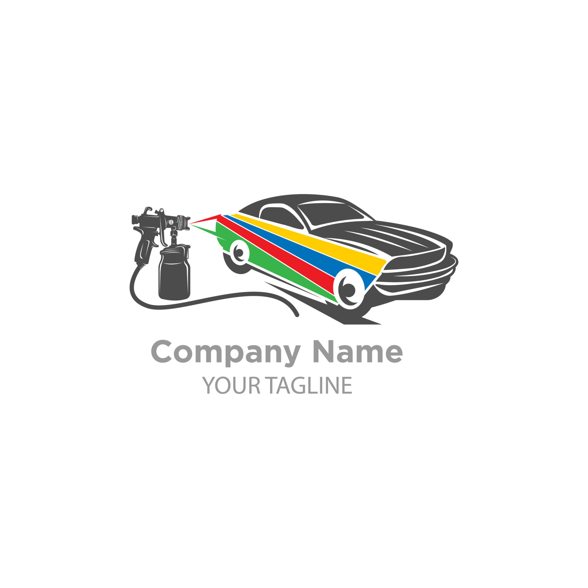 car painting logo with spray gun and Unique Colorful Vehicle Concept