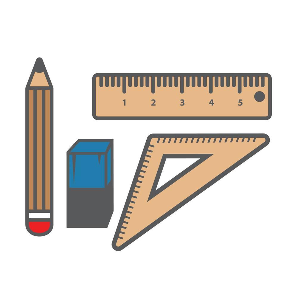 Ruler and pencil icon isolated on white background. vector
