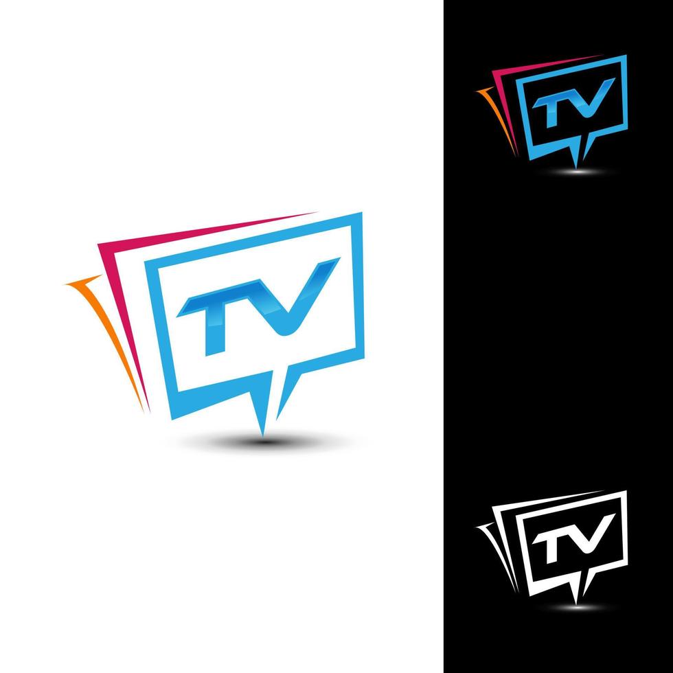 letra mayúscula inicial tv, logotipo cuadrado curvo, colores brillantes de colores vibrantes degradados sobre fondo blanco vector