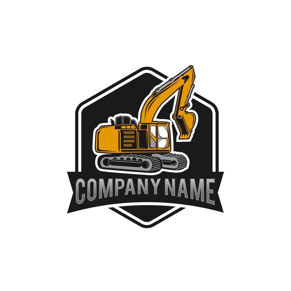 Excavator Vector Logo Template. Excavator logo. Excavator isolated. Digger, construction, backhoe, construction business icon. Construction equipment design elements.