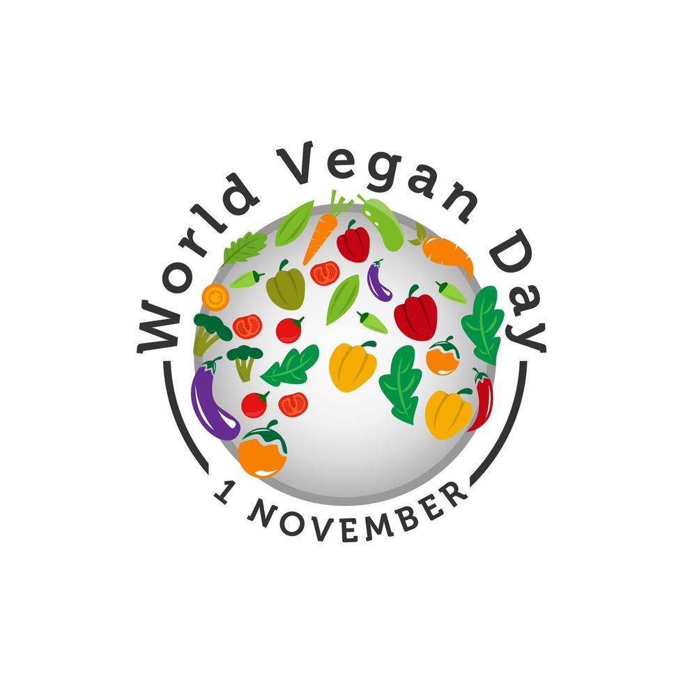 Vector illustration of World Vegan Day text for cards, stickers, for any type of artworks like banners and posters. Hand drawn calligraphy, lettering, typography for the holiday events.