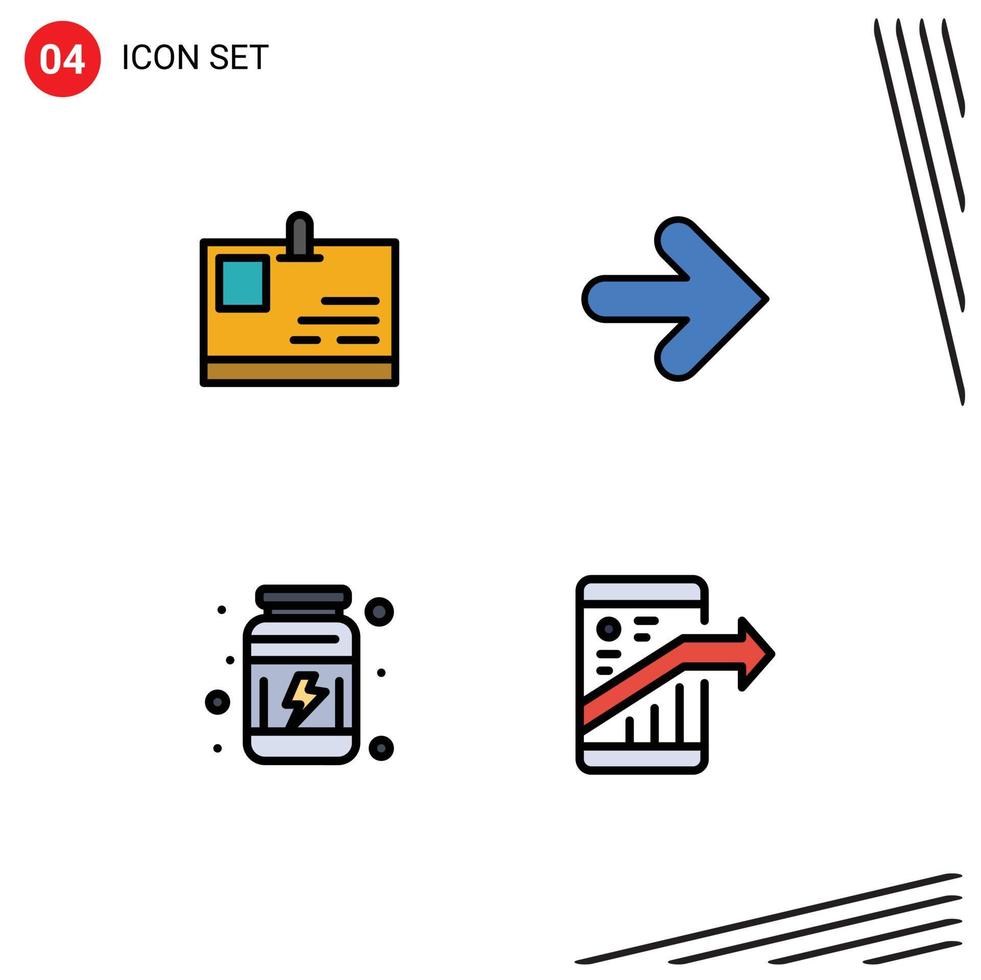 Set of 4 Modern UI Icons Symbols Signs for card proteins pass arrows vitamins Editable Vector Design Elements