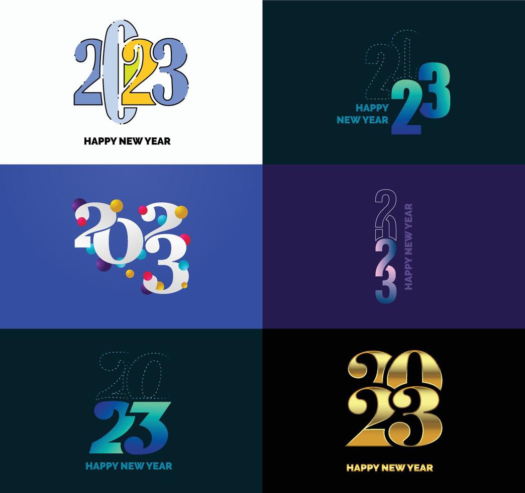 Big Set of 2023 Happy New Year logo text design 2023 number design template vector