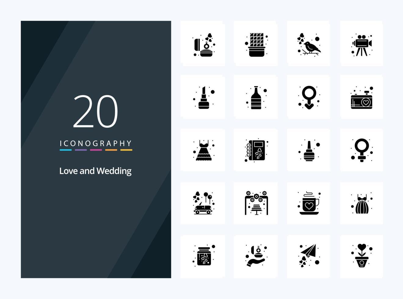 20 Wedding Solid Glyph icon for presentation vector