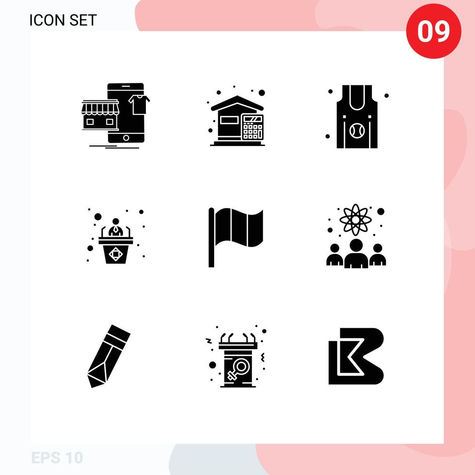 Modern Set of 9 Solid Glyphs Pictograph of speech employee expenses business sports Editable Vector Design Elements