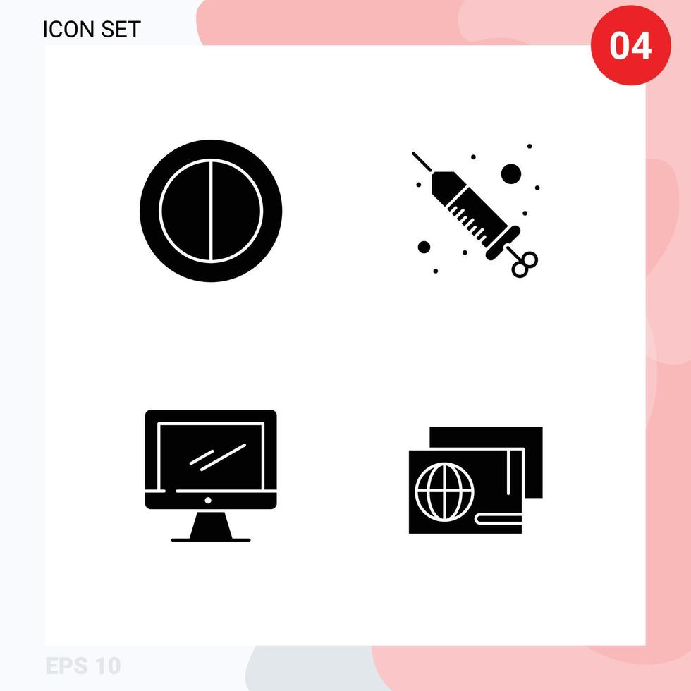 Solid Glyph Pack of 4 Universal Symbols of colors imac injection computer identity Editable Vector Design Elements