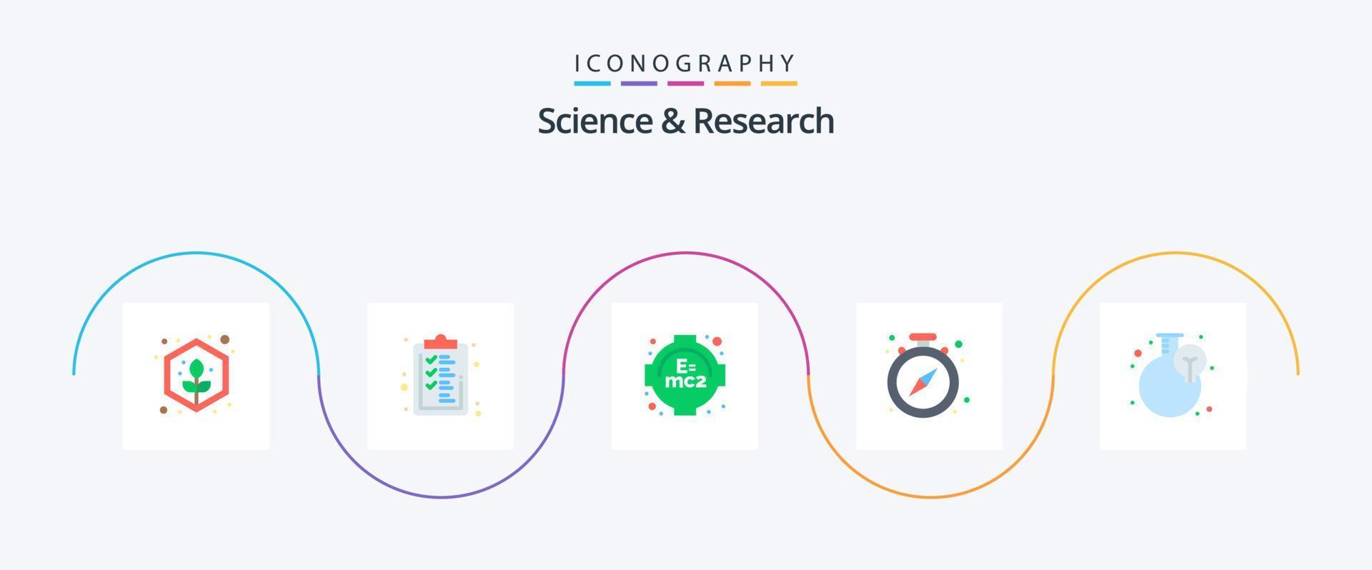 paquete de iconos de ciencia plana 5 que incluye blub. crecimiento. fórmula. tiempo. detener vector