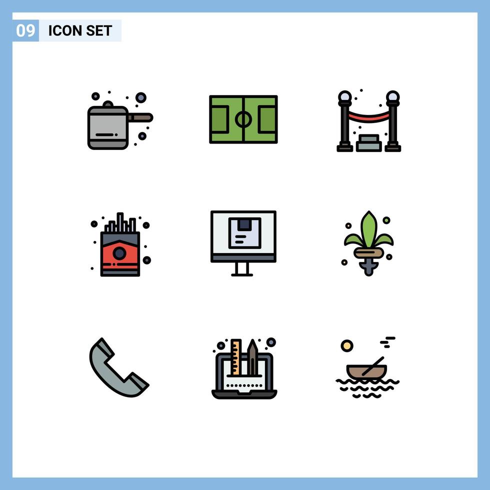 Universal Icon Symbols Group of 9 Modern Filledline Flat Colors of game online chip logistic computer Editable Vector Design Elements