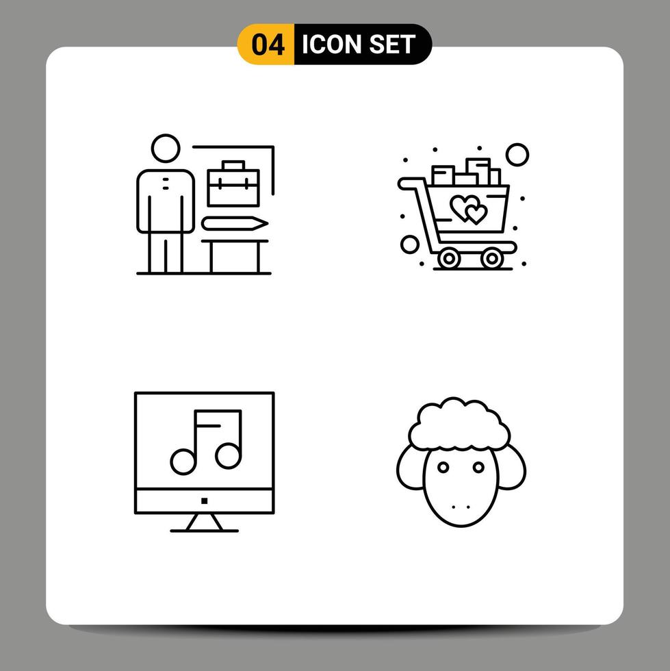 Universal Icon Symbols Group of 4 Modern Filledline Flat Colors of abilities media businessman shopping video Editable Vector Design Elements
