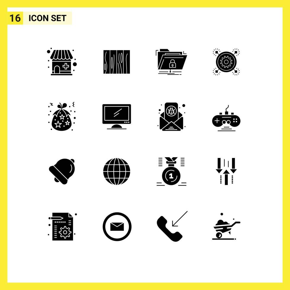 16 User Interface Solid Glyph Pack of modern Signs and Symbols of pertinent business texture marketing network Editable Vector Design Elements