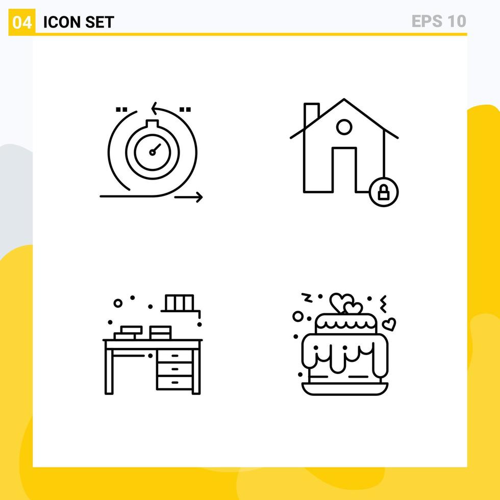 4 Universal Line Signs Symbols of agile protect fast estate desk Editable Vector Design Elements