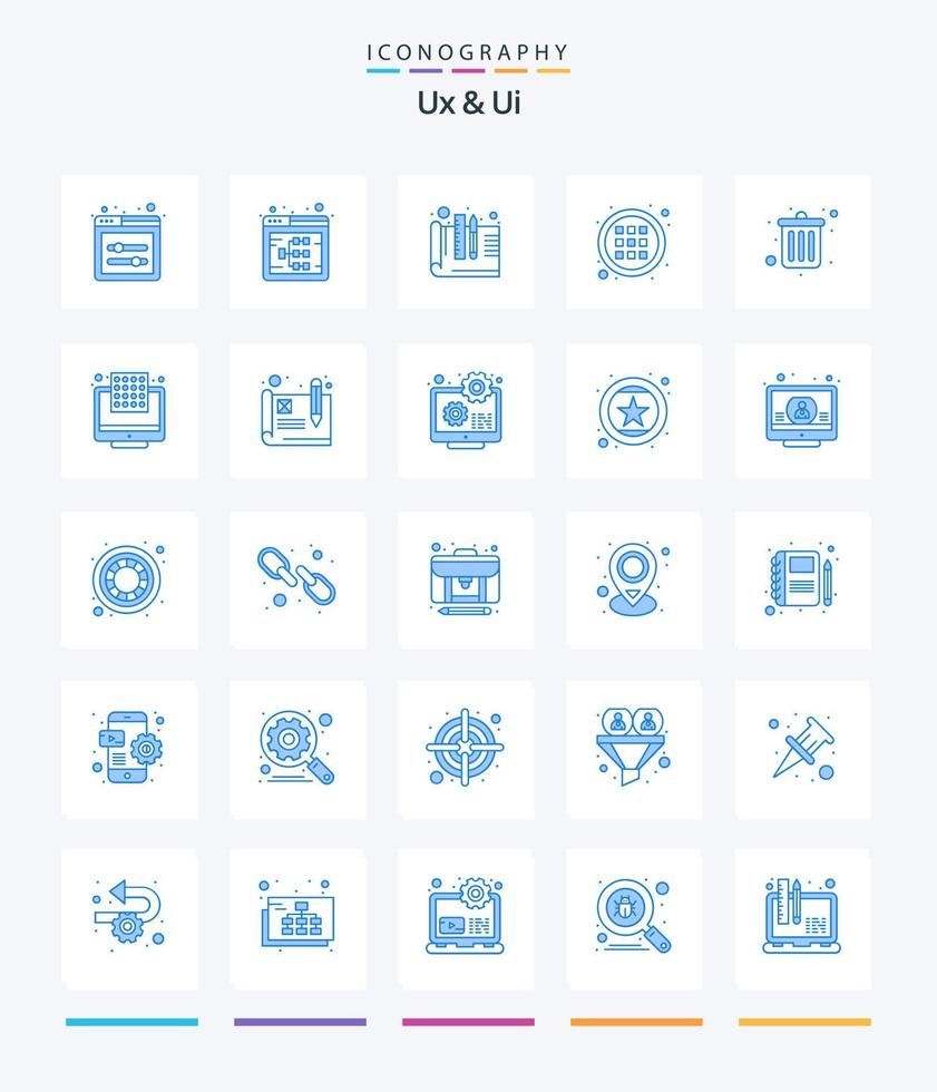 Creative Ux And Ui 25 Blue icon pack  Such As office. business. creative. options. control vector