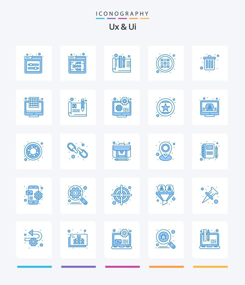 Creative Ux And Ui 25 Blue icon pack  Such As office. business. creative. options. control vector