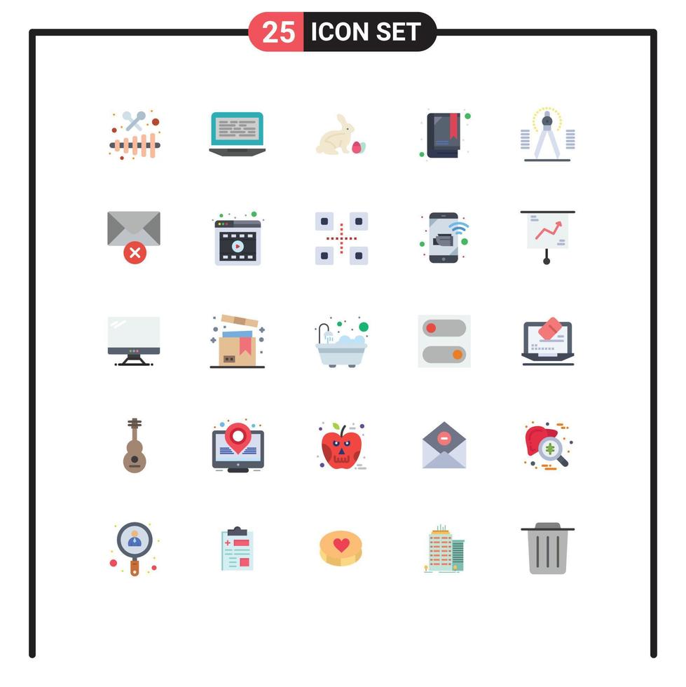 Flat Color Pack of 25 Universal Symbols of drawing bookmark computer booklet nature Editable Vector Design Elements