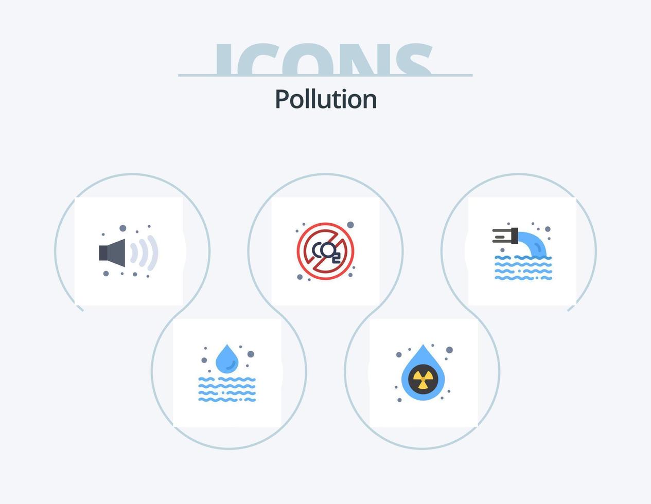 Pollution Flat Icon Pack 5 Icon Design. sewage. pollution. gas. pipe. pollution vector