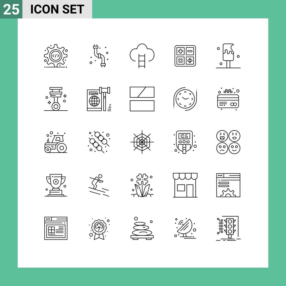 Pictogram Set of 25 Simple Lines of desert education career calculate prize Editable Vector Design Elements