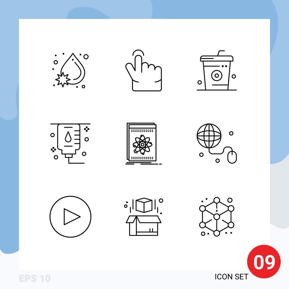Editable Vector Line Pack of 9 Simple Outlines of developer api cooking medical healthcare Editable Vector Design Elements