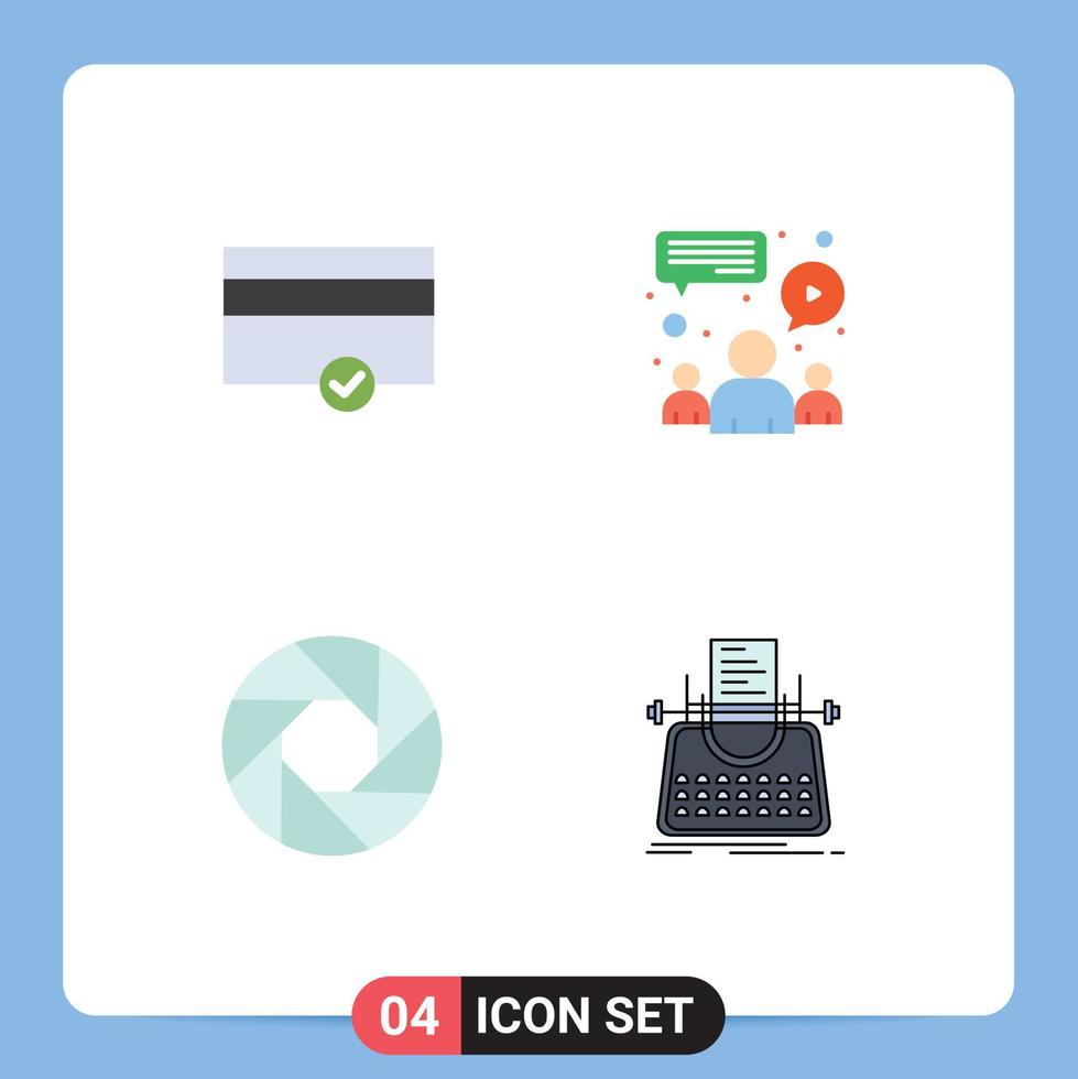 Set of 4 Modern UI Icons Symbols Signs for finance focus chat team article Editable Vector Design Elements