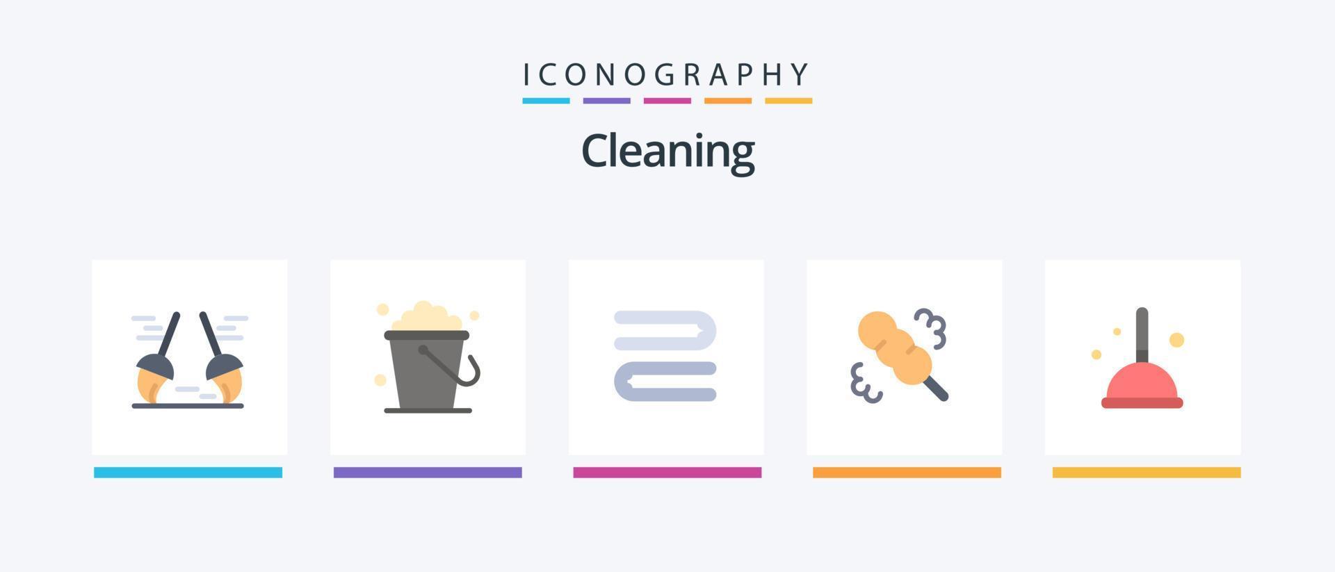 paquete de iconos de 5 pisos de limpieza que incluye bruja. limpieza. limpio. escoba. plumero. diseño de iconos creativos vector