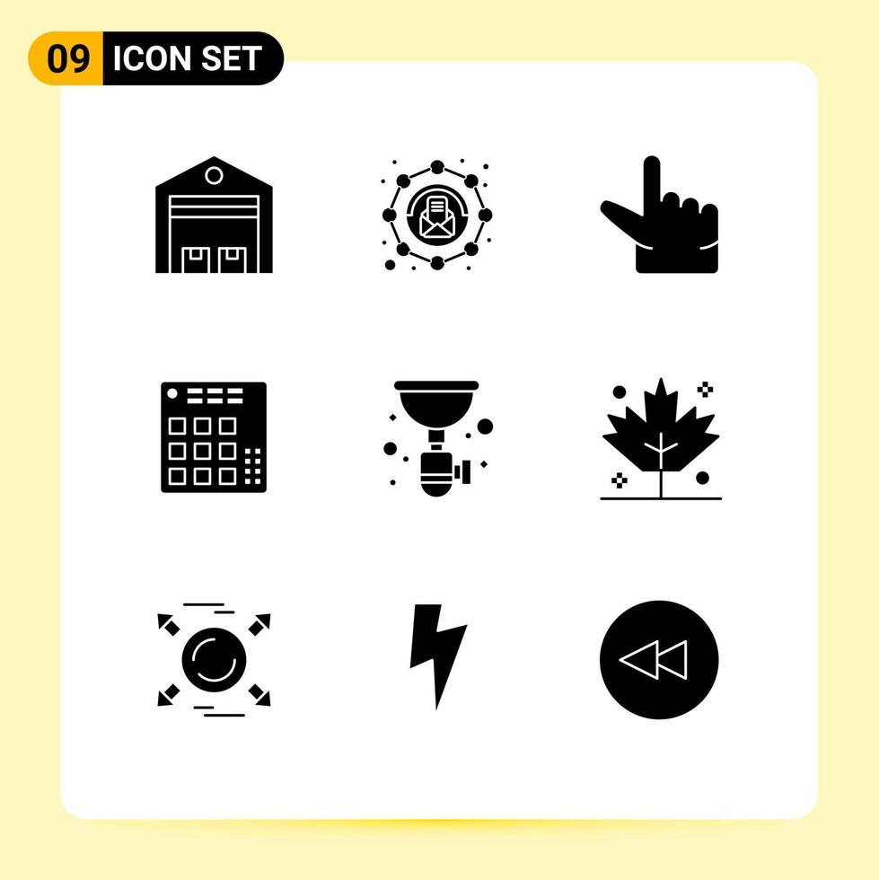 Set of 9 Modern UI Icons Symbols Signs for plumber mixer message live controller Editable Vector Design Elements