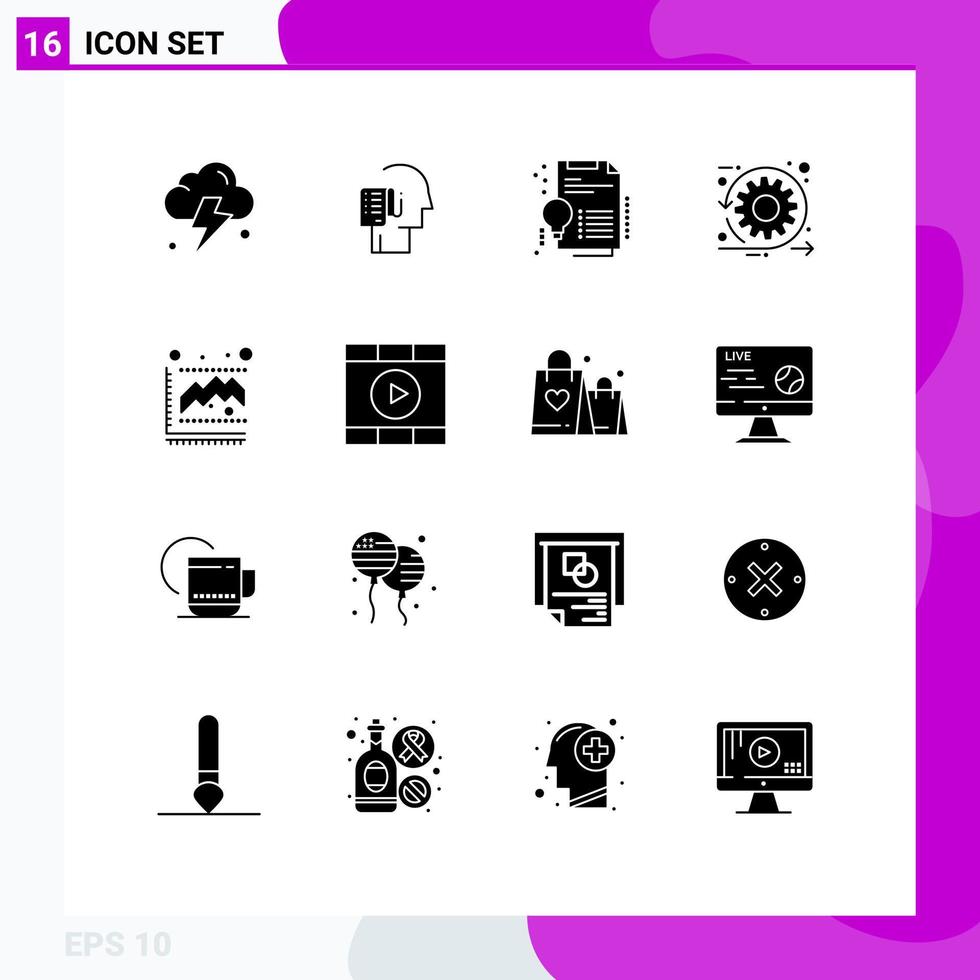16 Solid Glyph concept for Websites Mobile and Apps diagram sprint certificate scrum agile Editable Vector Design Elements