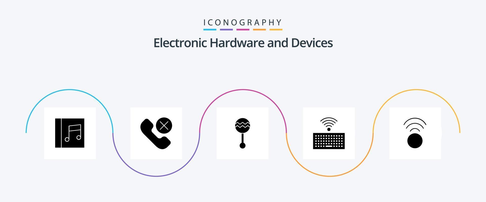 paquete de iconos de glifo 5 de dispositivos que incluye señal. llaves. audio. teclado. sonido vector