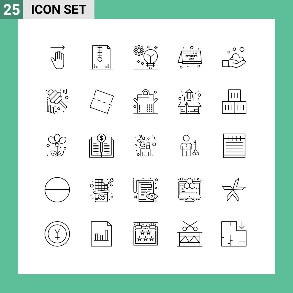 Editable Vector Line Pack of 25 Simple Lines of fathers day date development calendar intelligence Editable Vector Design Elements