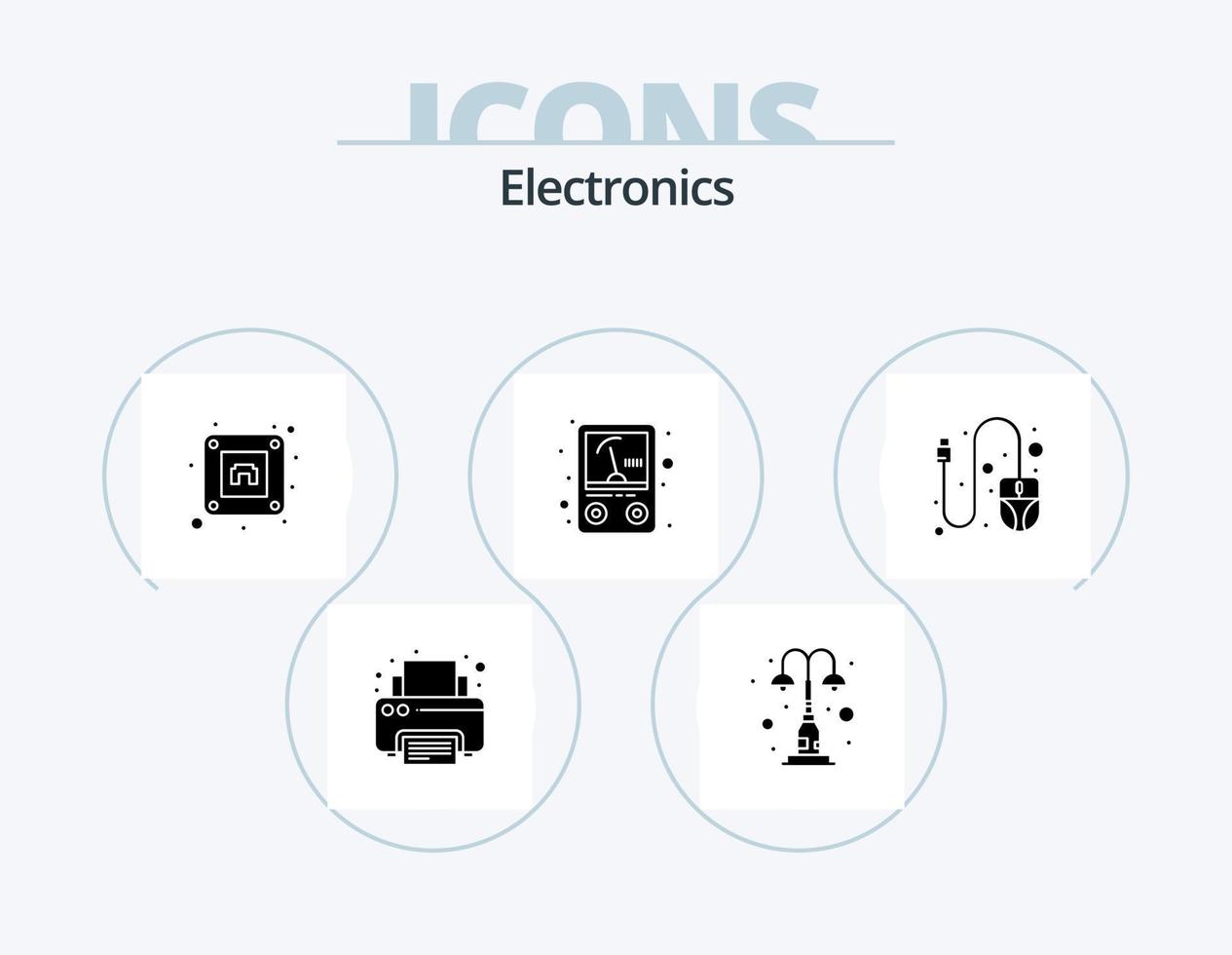 Electronics Glyph Icon Pack 5 Icon Design. scroll. computer. street. voltmeter. ampere vector
