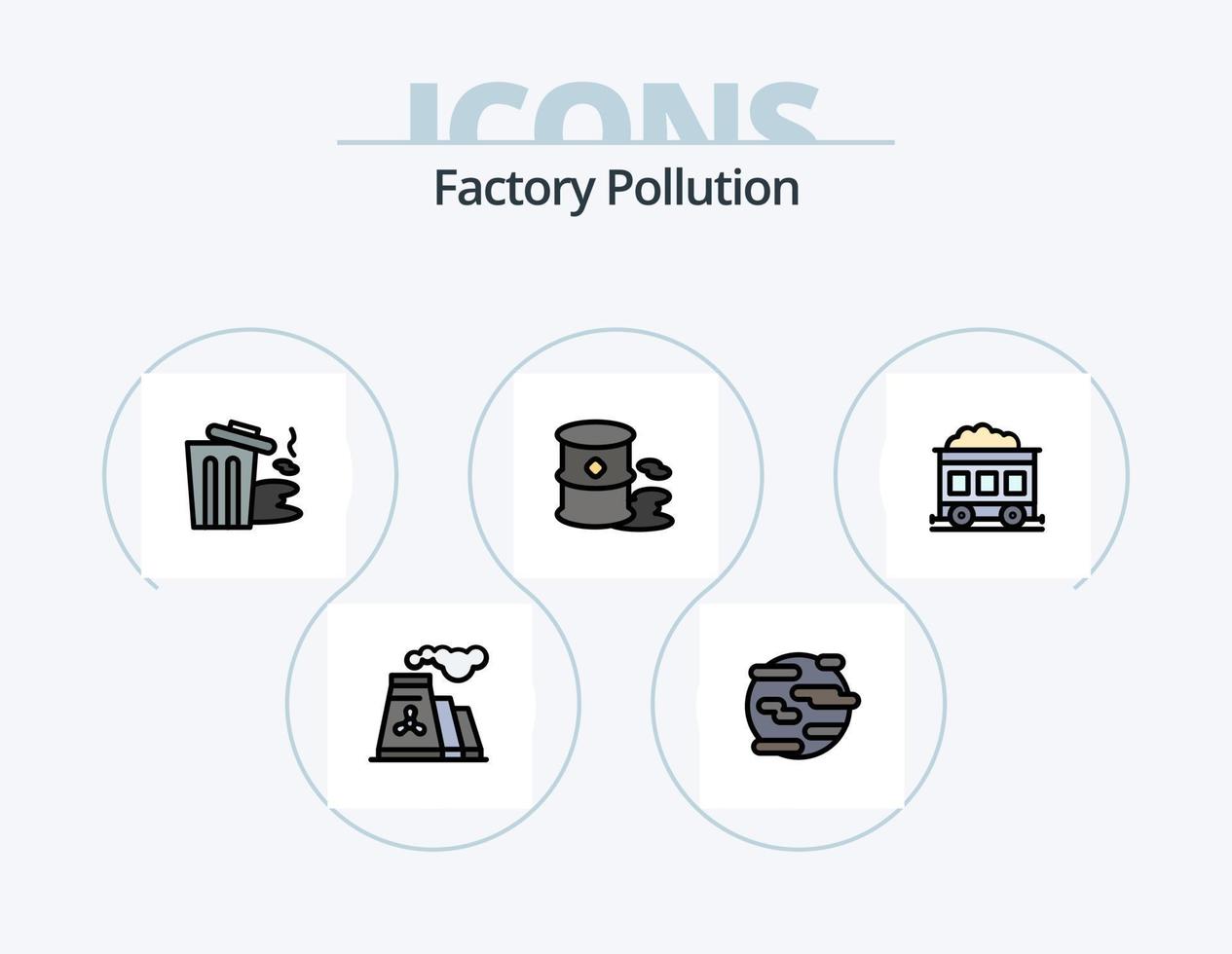 Factory Pollution Line Filled Icon Pack 5 Icon Design. fire. factory. automobile. pollution. pollution vector