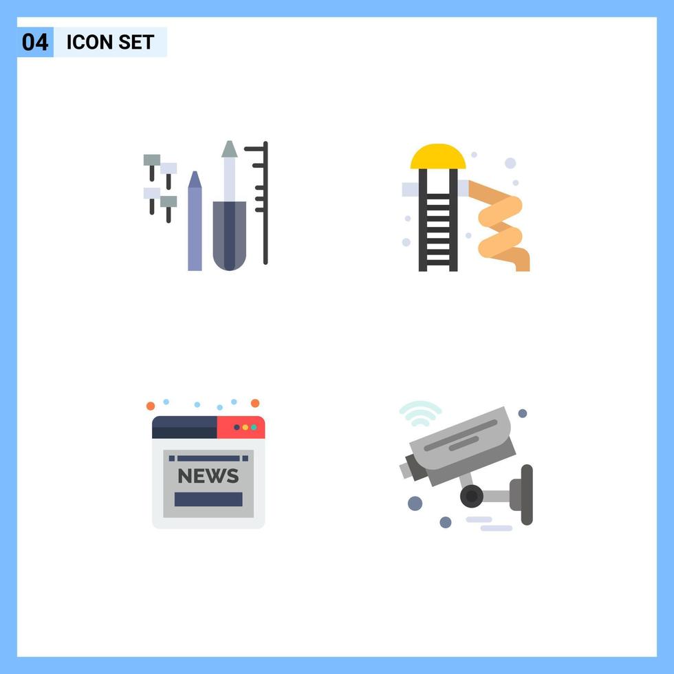 Modern Set of 4 Flat Icons and symbols such as reapair news equipment water web Editable Vector Design Elements