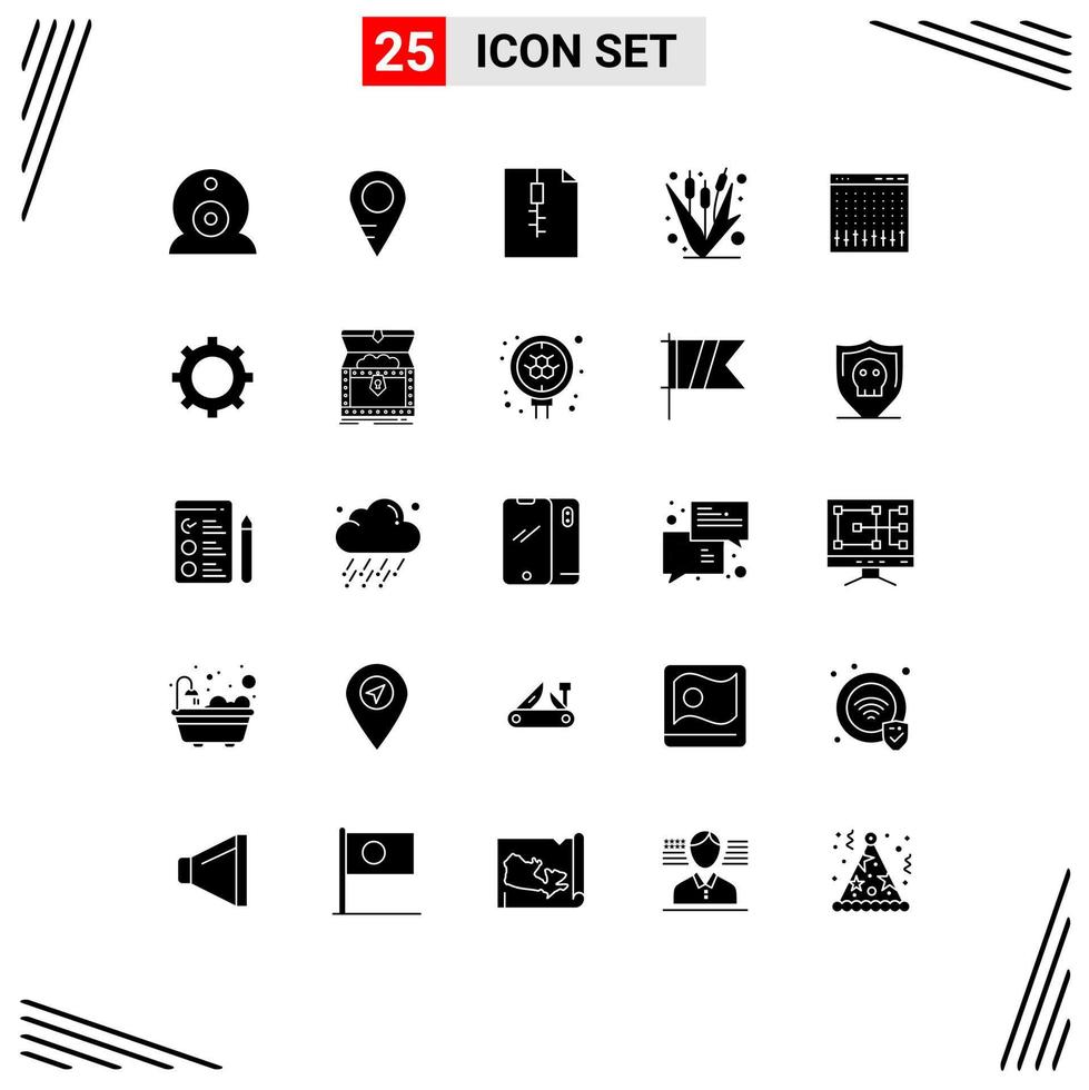 Universal Icon Symbols Group of 25 Modern Solid Glyphs of hardware control zip console farming Editable Vector Design Elements