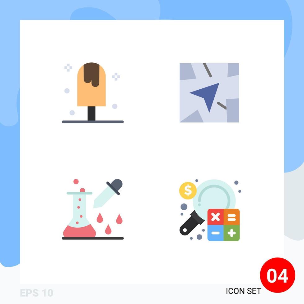 4 Universal Flat Icons Set for Web and Mobile Applications cold medicine dropper summer navigation pipette dropper Editable Vector Design Elements