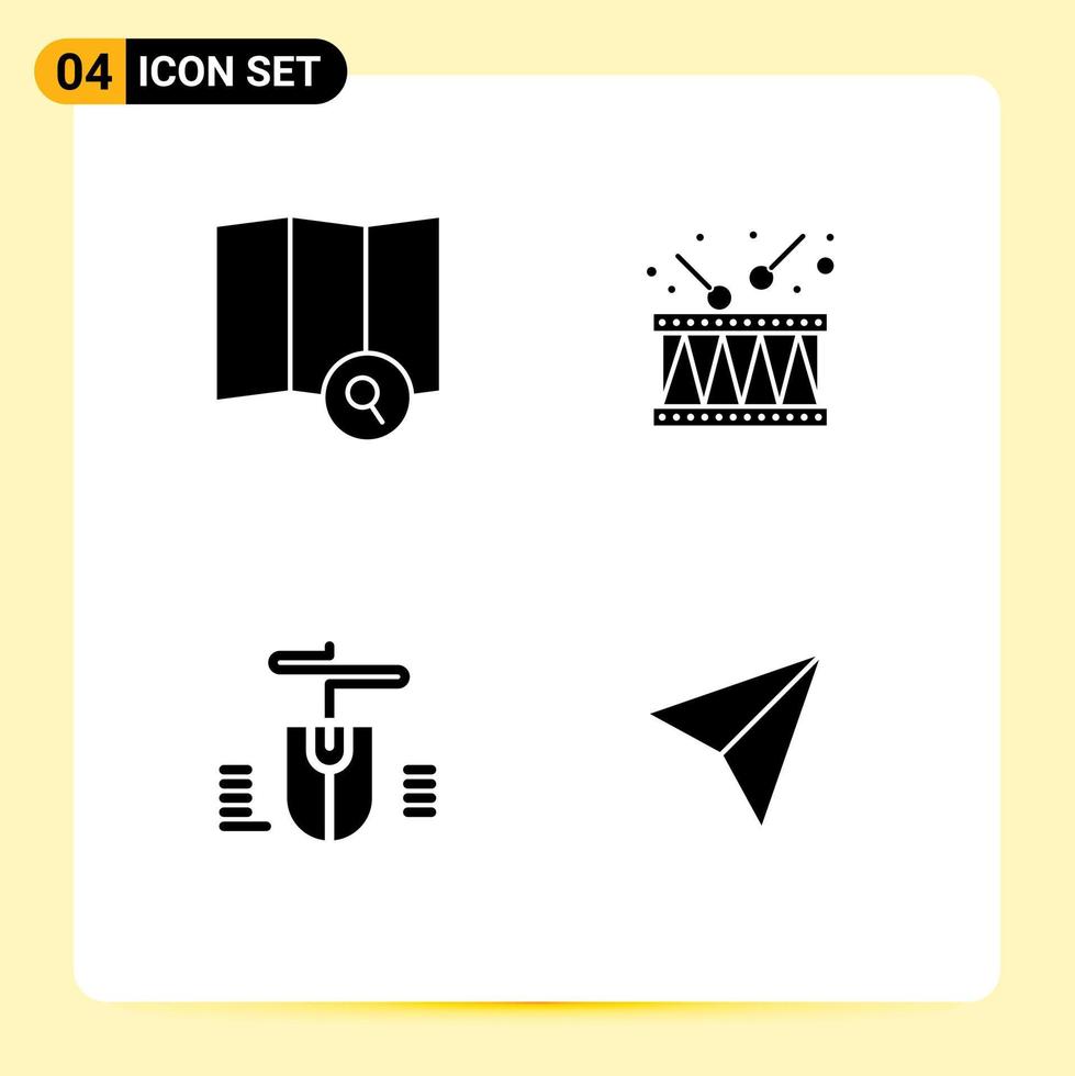 Set of 4 Modern UI Icons Symbols Signs for explore design drum music sets Editable Vector Design Elements